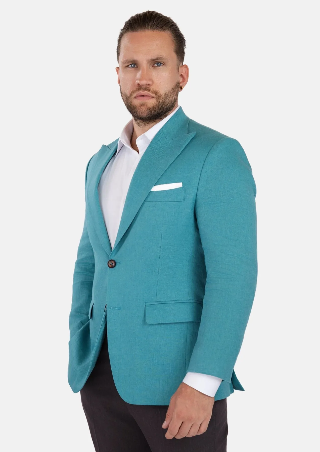 Hudson Turkish Blue Linen Jacket sold by Sartoro product image thumbnail 3
