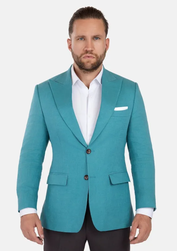 Hudson Turkish Blue Linen Jacket sold by Sartoro