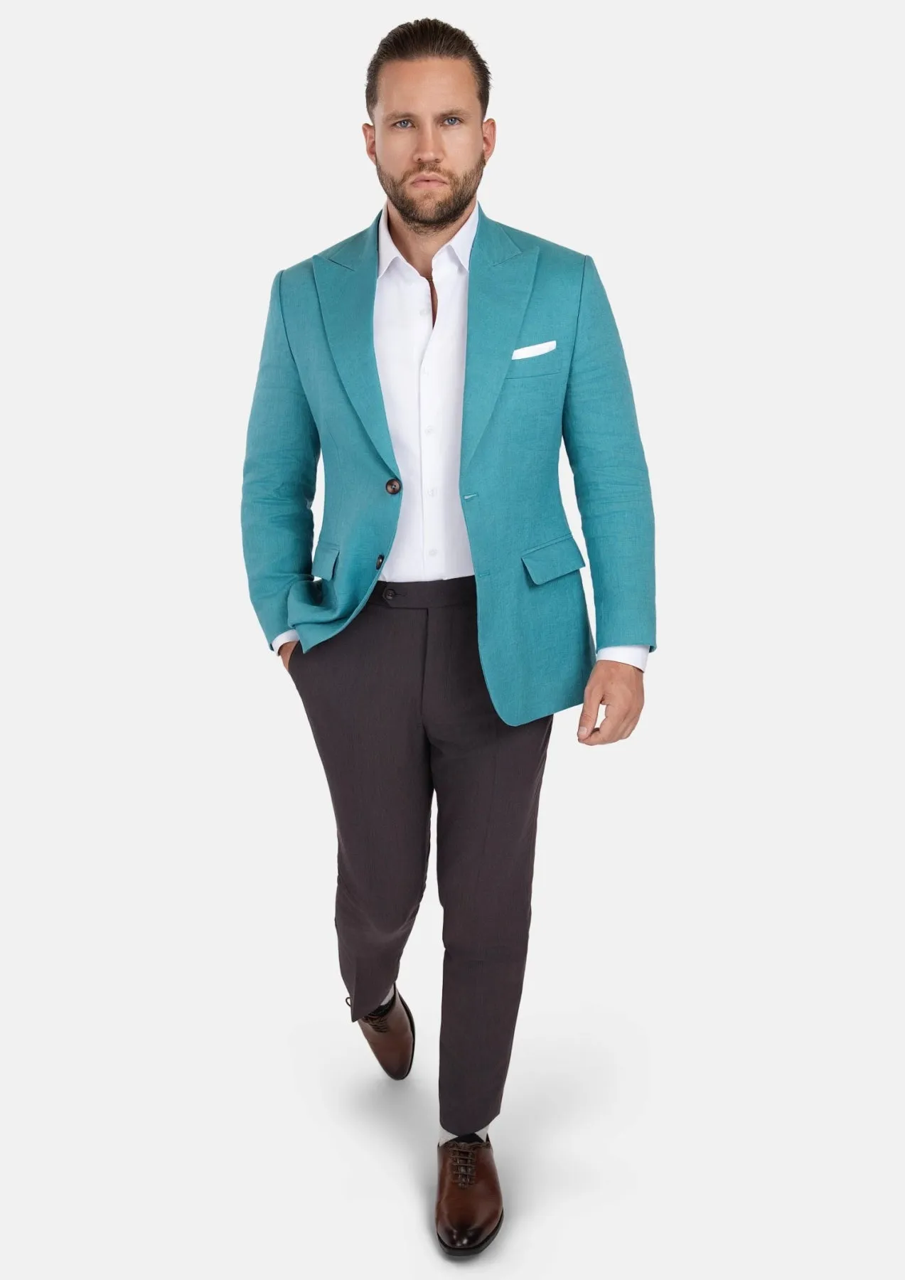 Hudson Turkish Blue Linen Jacket sold by Sartoro product image thumbnail 5