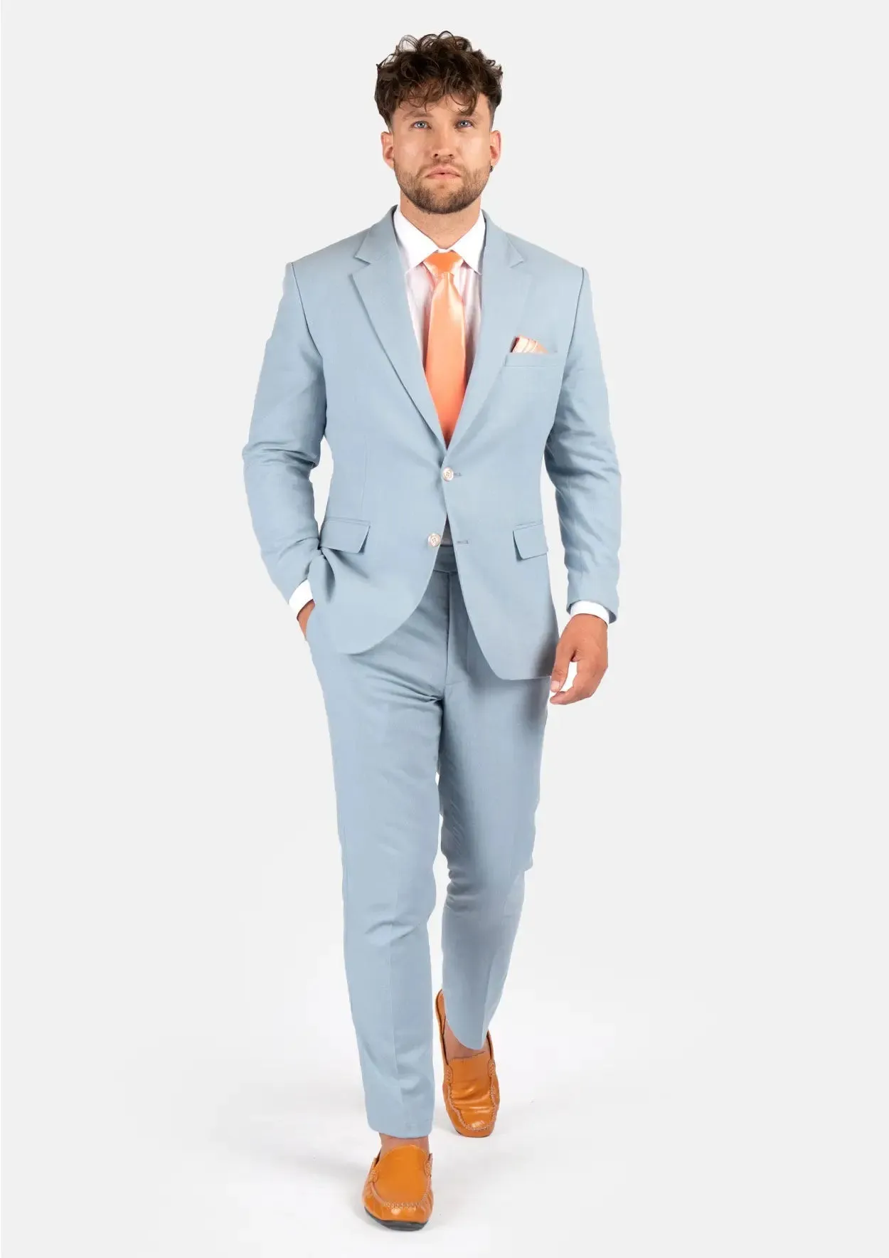 Astor Maya Blue Linen Blend Suit sold by Sartoro product image thumbnail 3