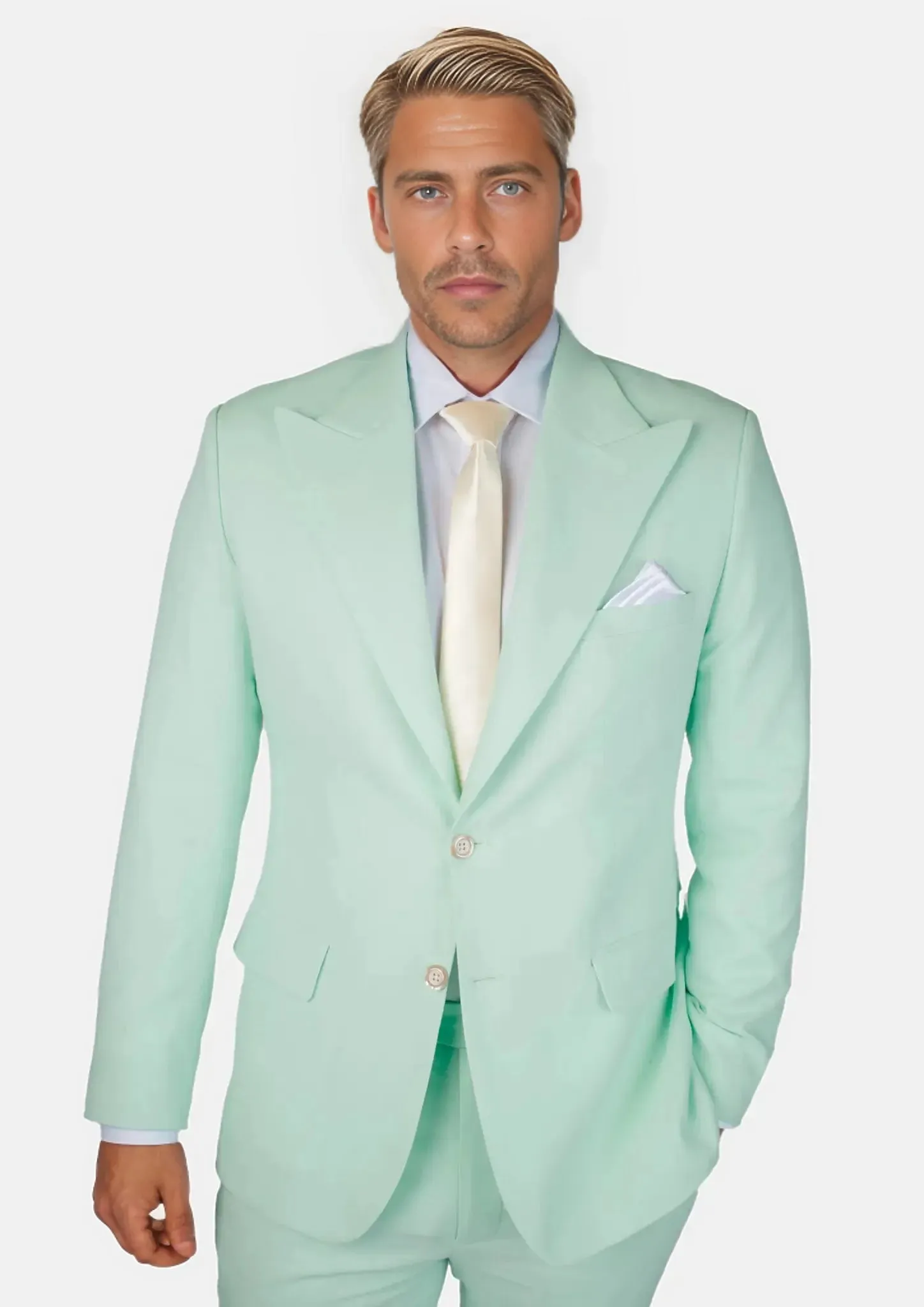 Hudson Mint Green Linen Blend Suit sold by Sartoro