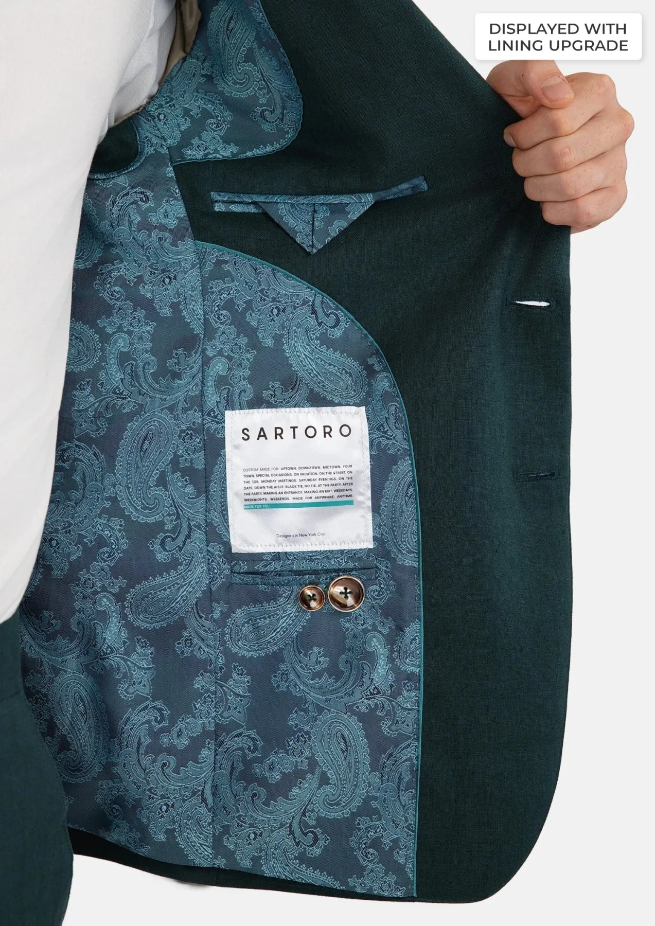 Hudson Phthalo Green Linen Suit sold by Sartoro product image thumbnail 4