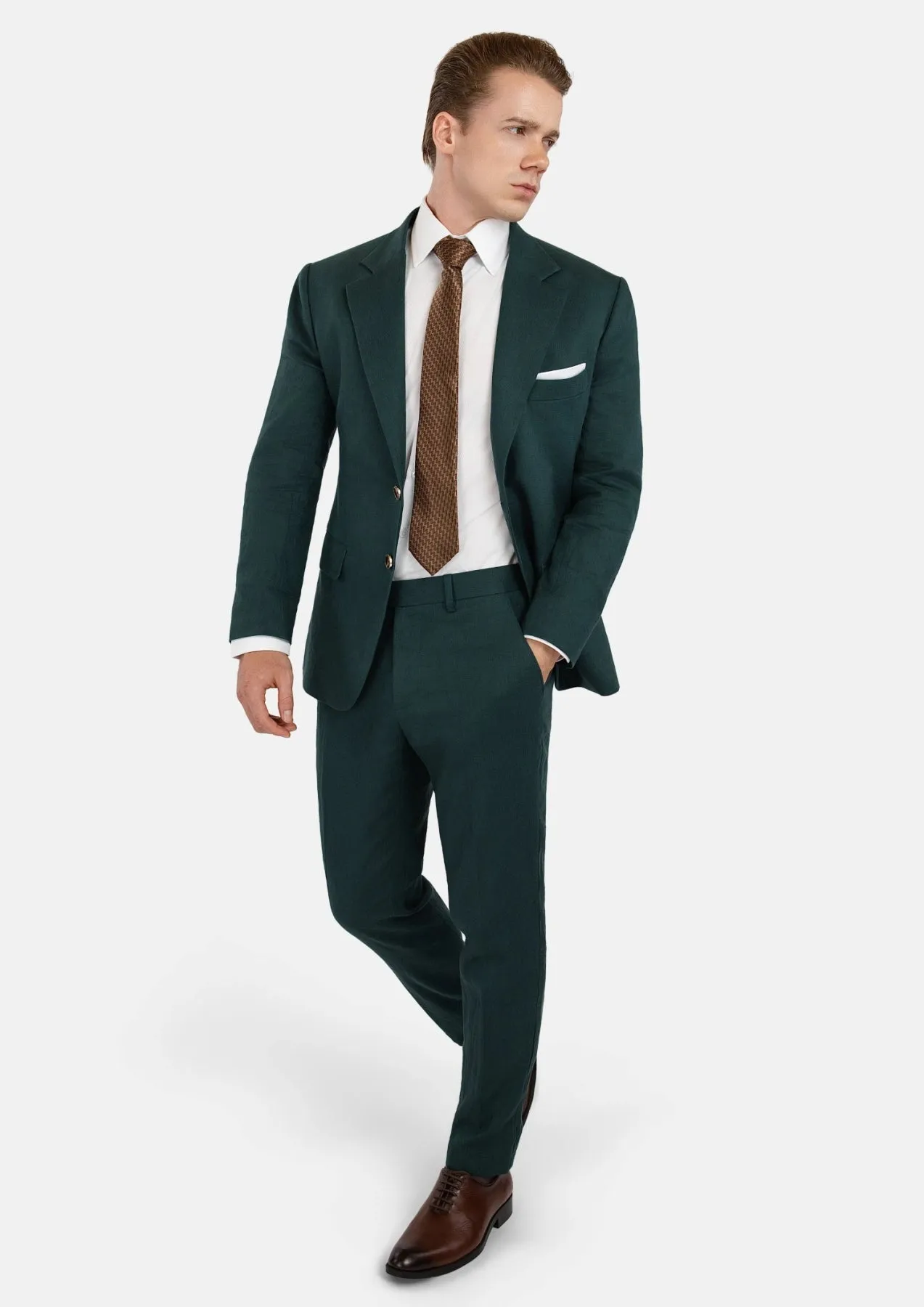 Hudson Phthalo Green Linen Suit sold by Sartoro product image thumbnail 5