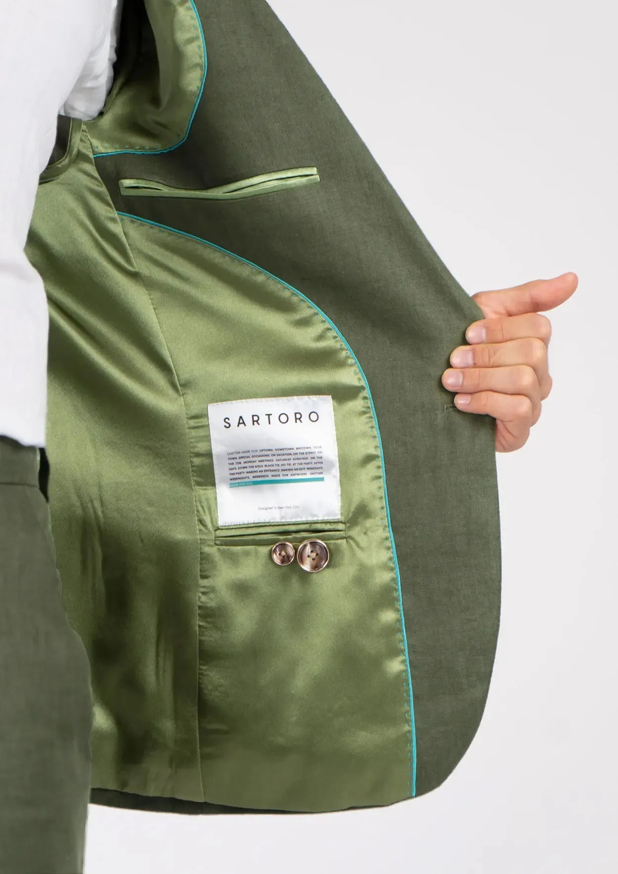 Eldridge Juniper Green Linen Suit sold by Sartoro product image thumbnail 5