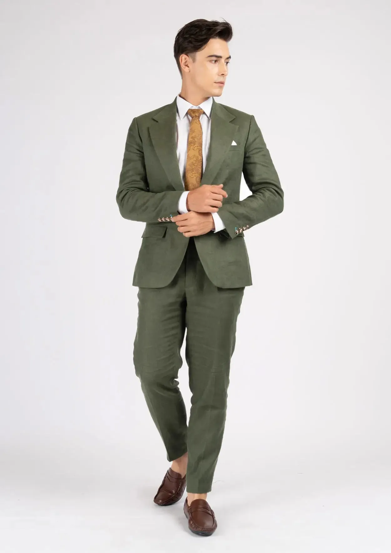 Eldridge Juniper Green Linen Suit sold by Sartoro product image thumbnail 3
