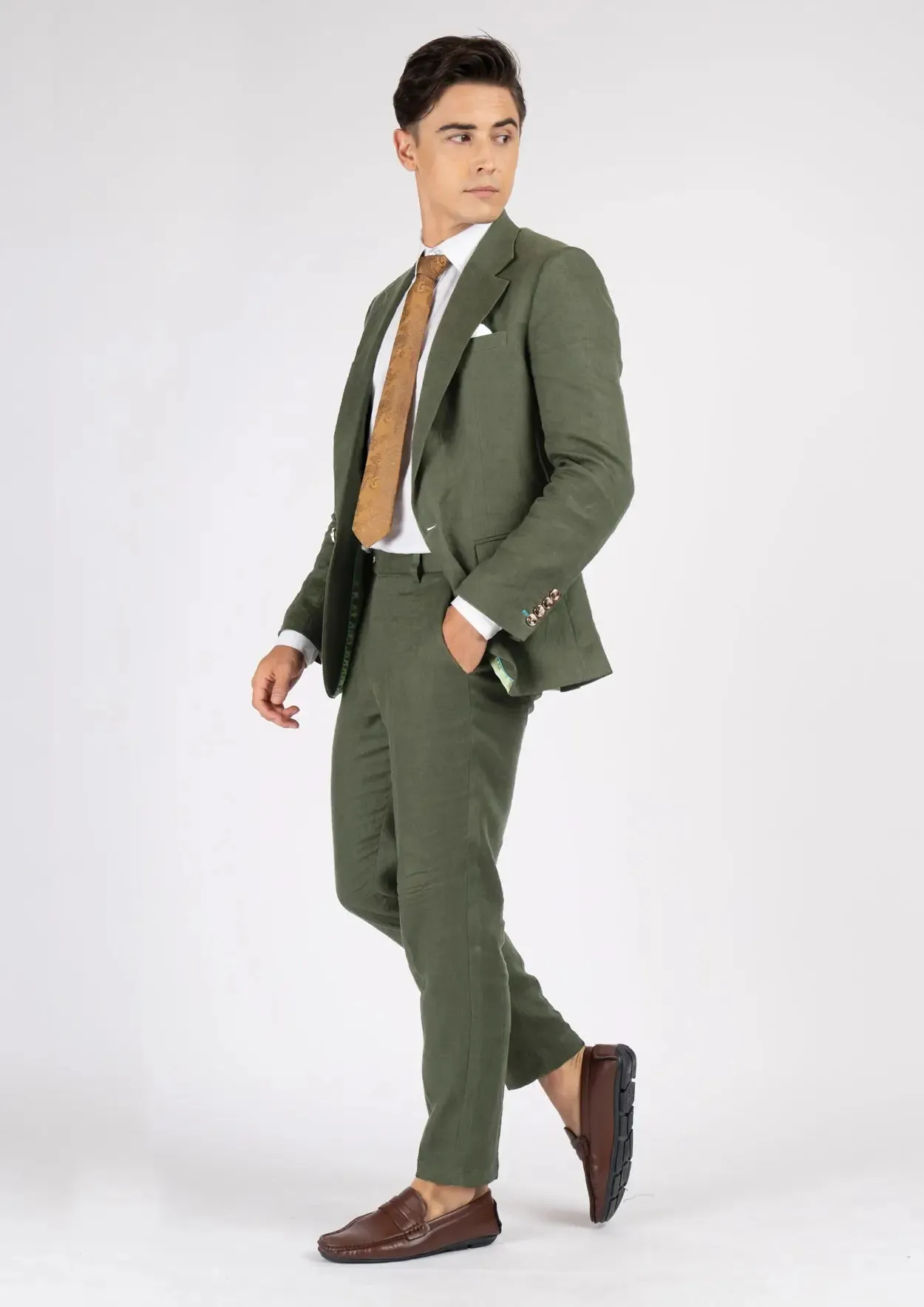 Eldridge Juniper Green Linen Suit sold by Sartoro product image thumbnail 4