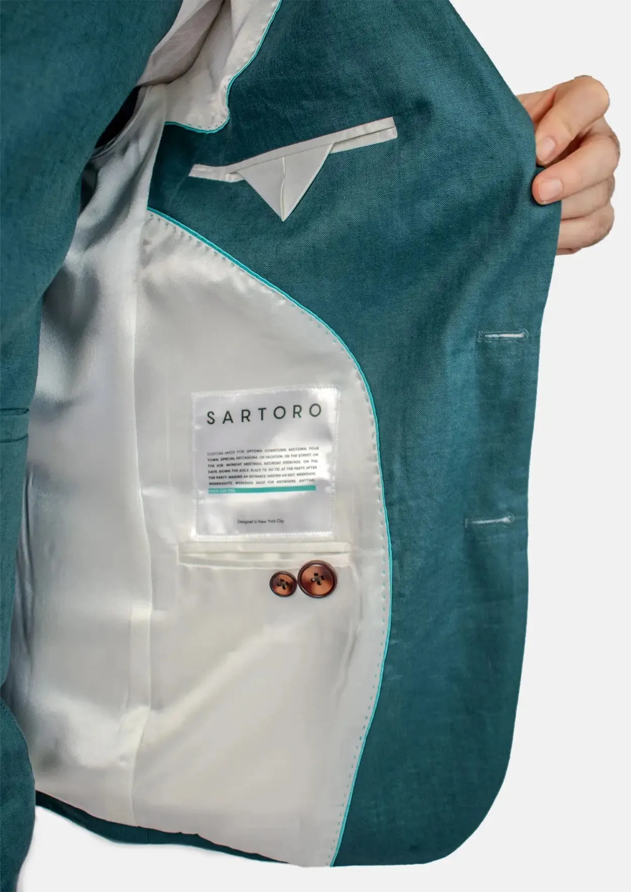 Ellis Deep Teal Linen Suit sold by Sartoro product image thumbnail 4