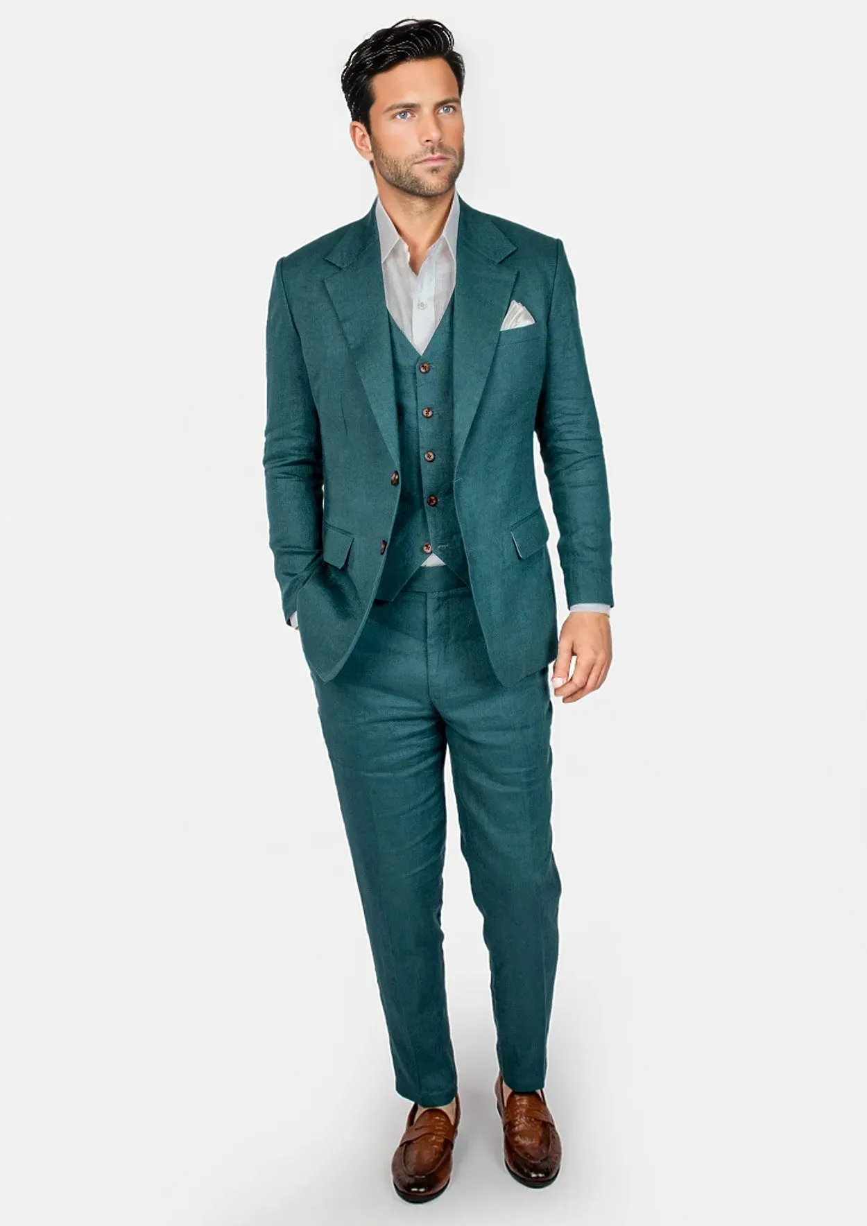 Ellis Deep Teal Linen Suit sold by Sartoro product image thumbnail 3