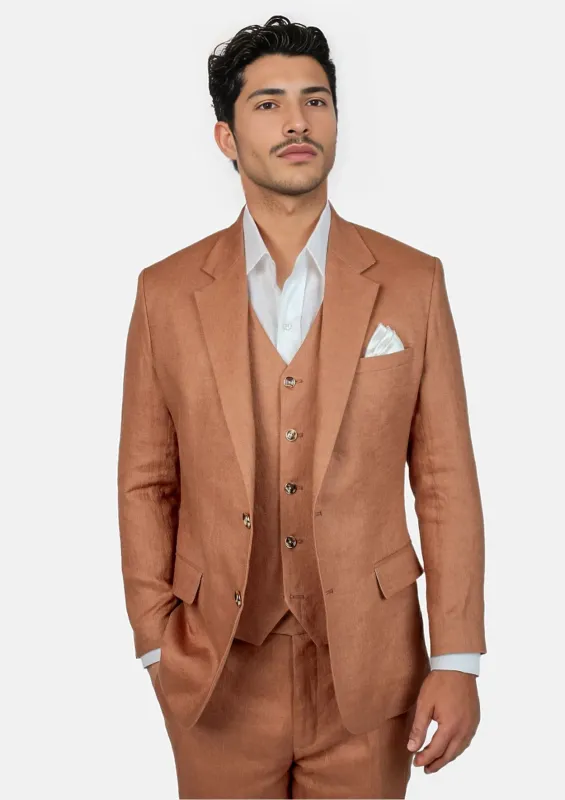Astor Amber Brown Linen Suit sold by Sartoro