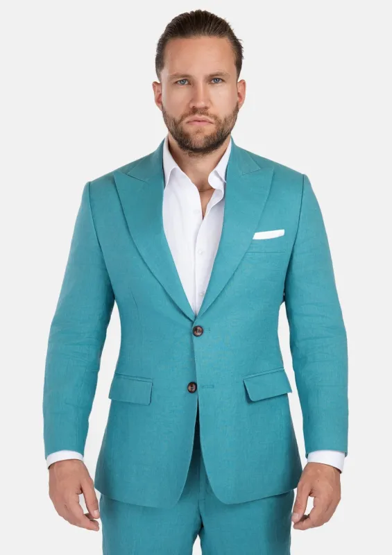 Hudson Turkish Blue Linen Suit sold by Sartoro