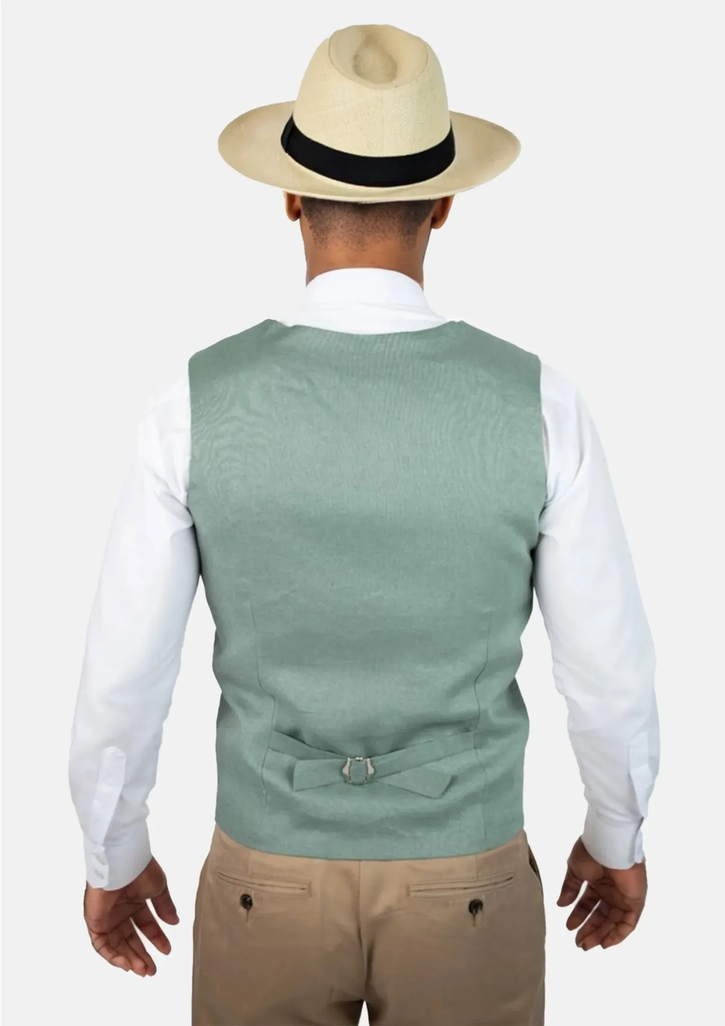 Jade Green Linen Vest sold by Sartoro product image thumbnail 4