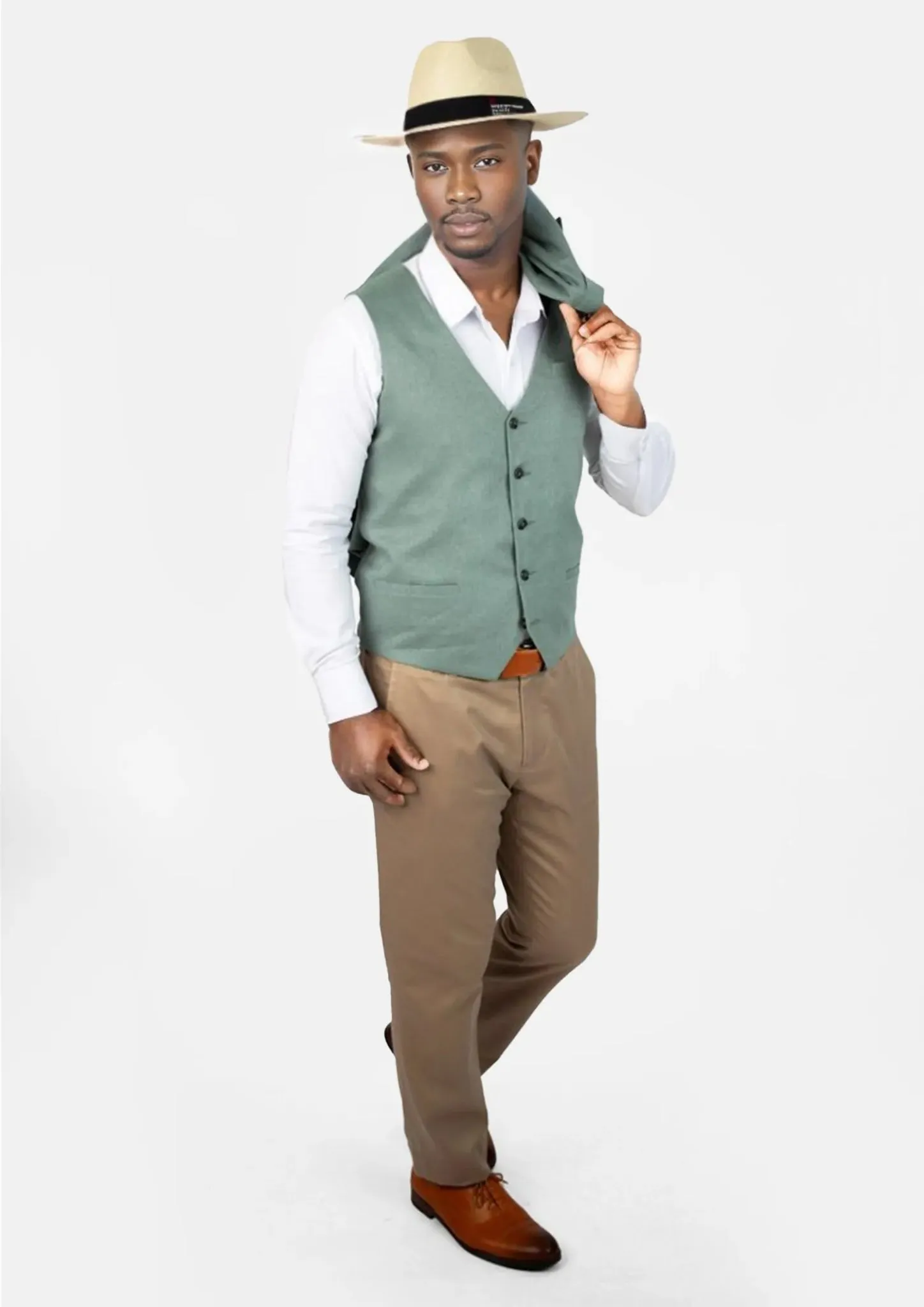 Jade Green Linen Vest sold by Sartoro product image thumbnail 5
