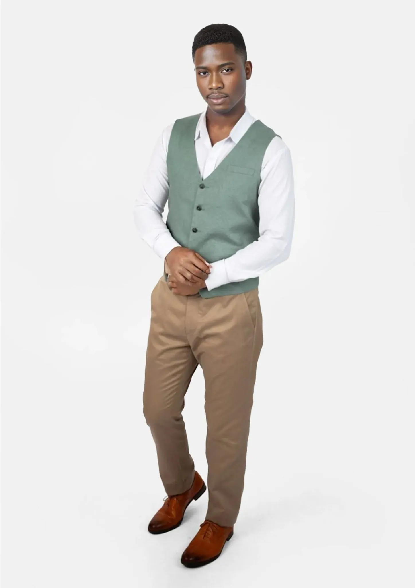 Jade Green Linen Vest sold by Sartoro product image thumbnail 3