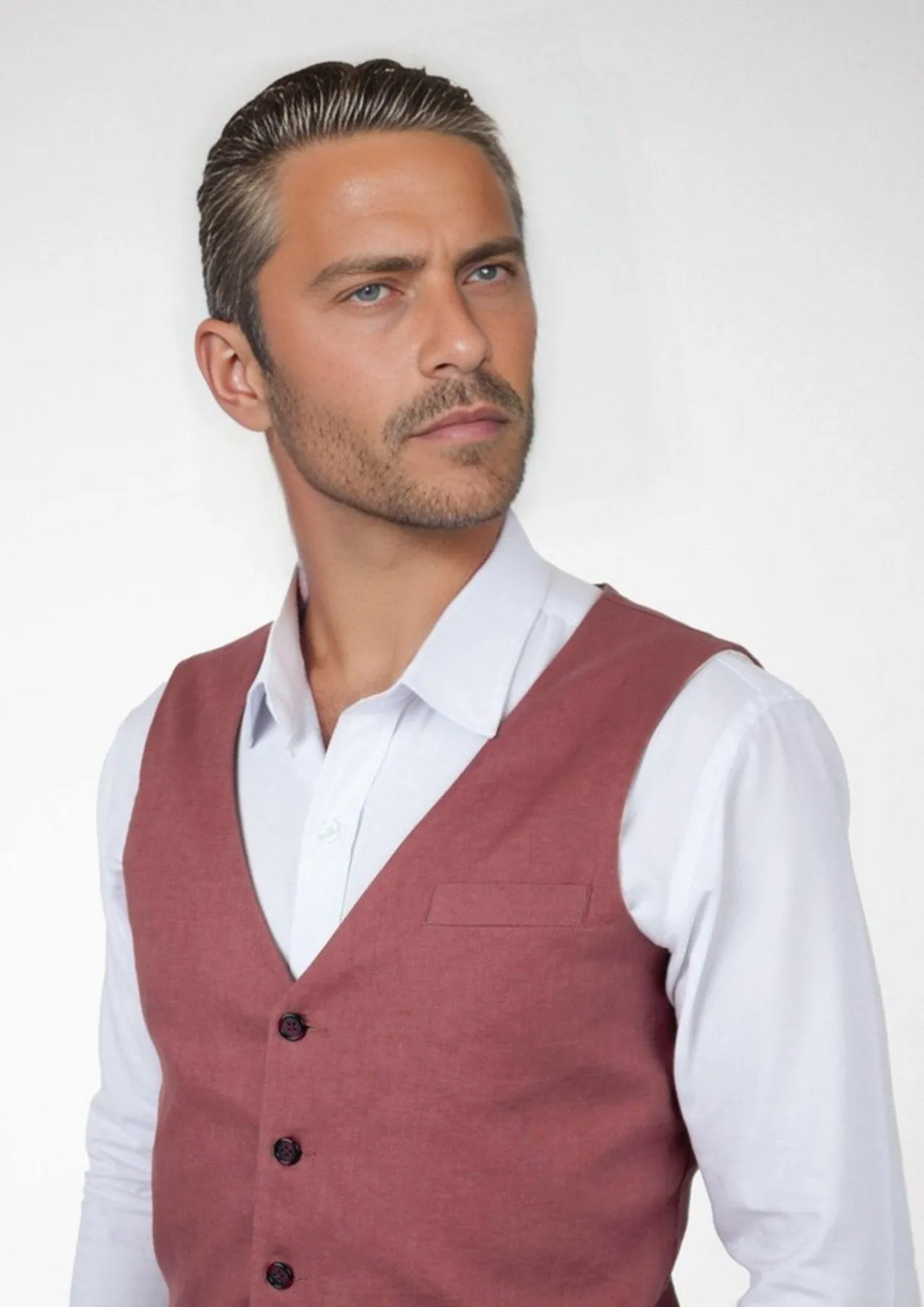 Tuscan Red Linen Vest sold by Sartoro product image thumbnail 2