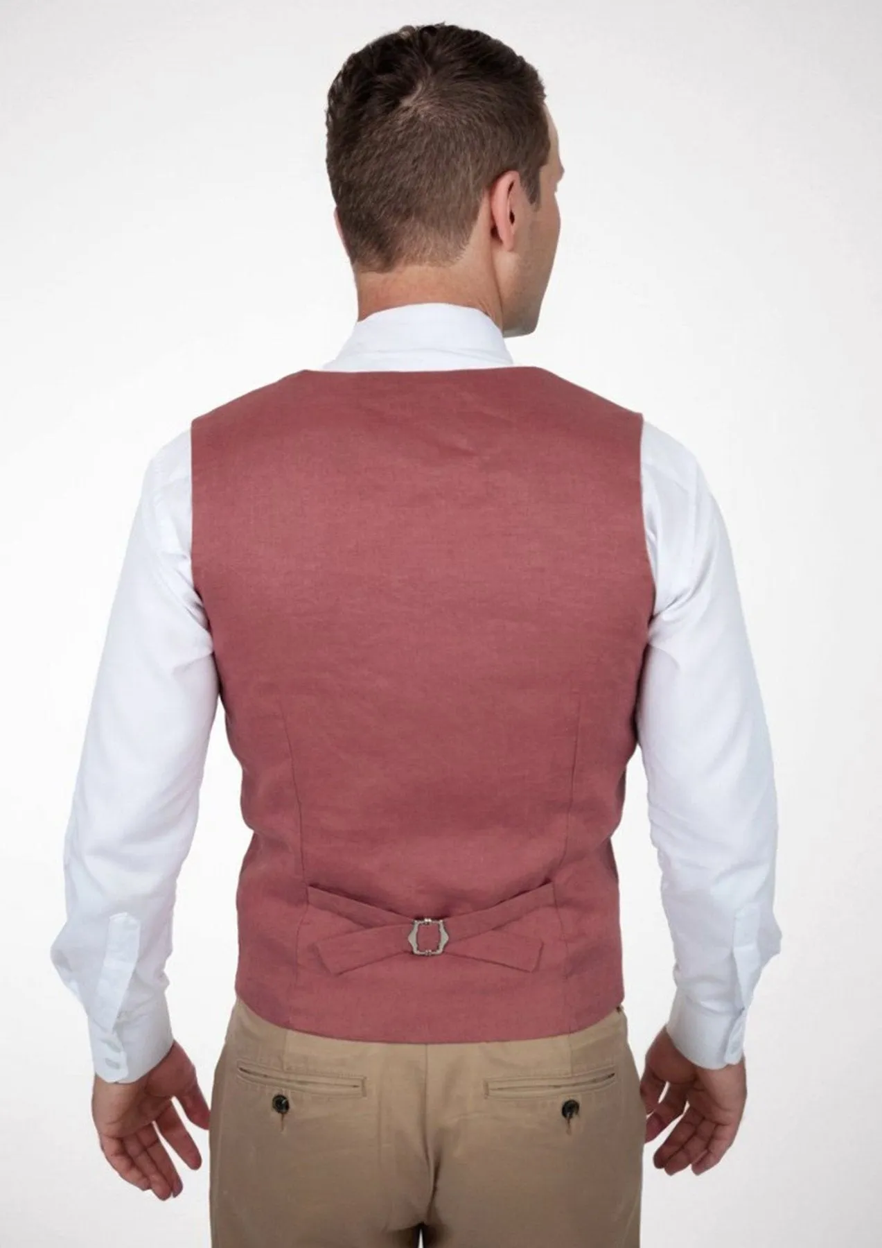 Tuscan Red Linen Vest sold by Sartoro product image thumbnail 4