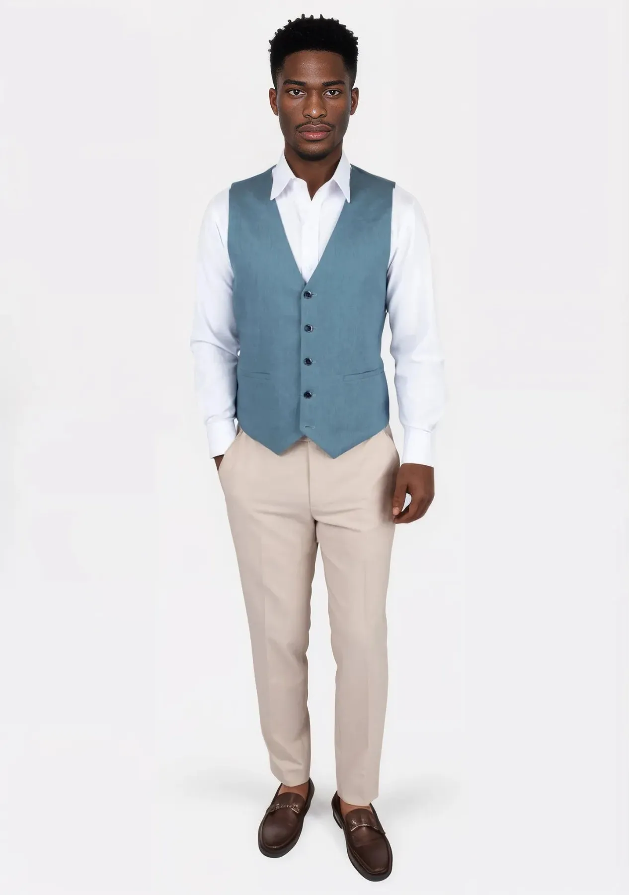 Koi Blue Linen Vest sold by Sartoro product image thumbnail 3