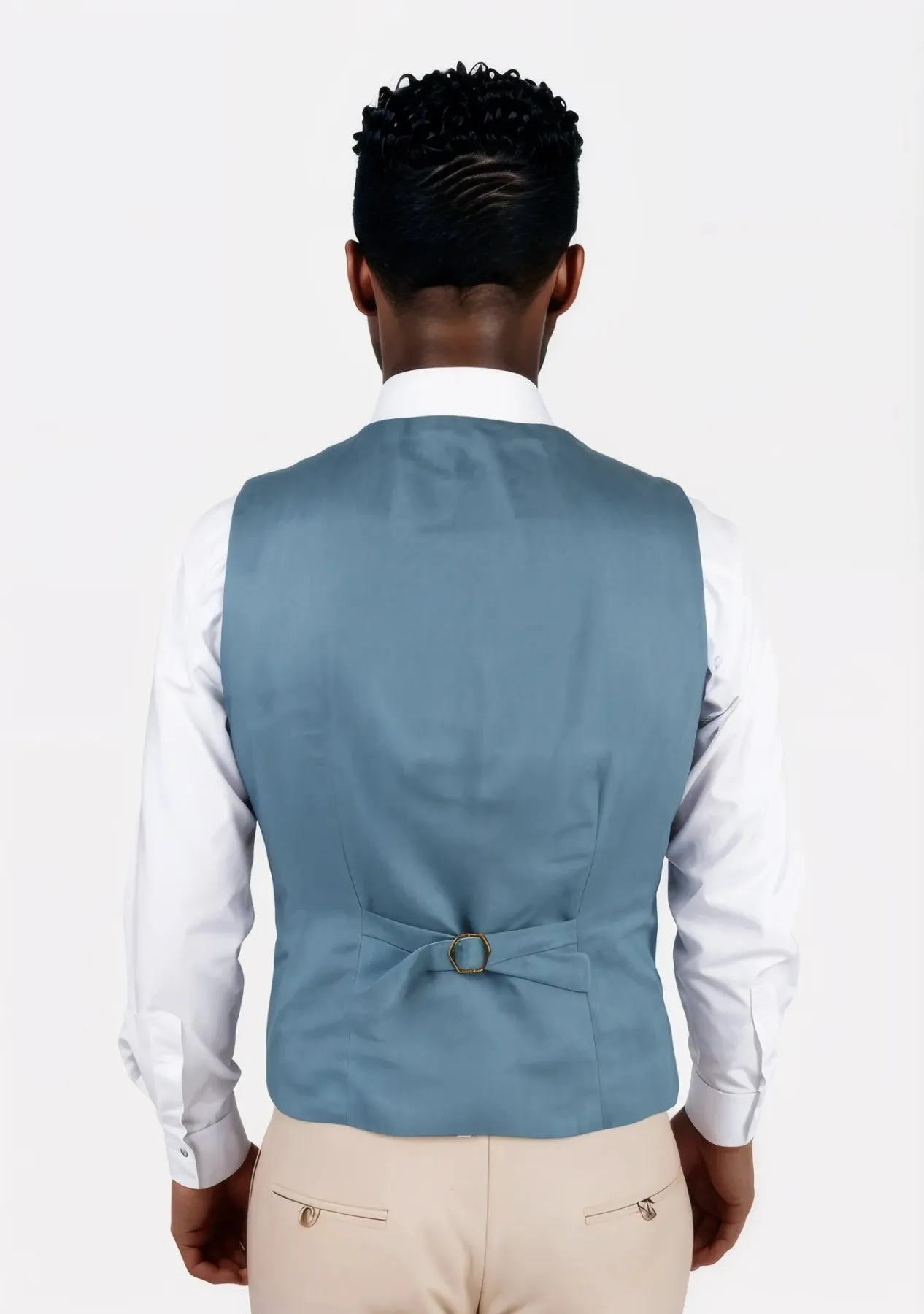 Koi Blue Linen Vest sold by Sartoro product image thumbnail 4