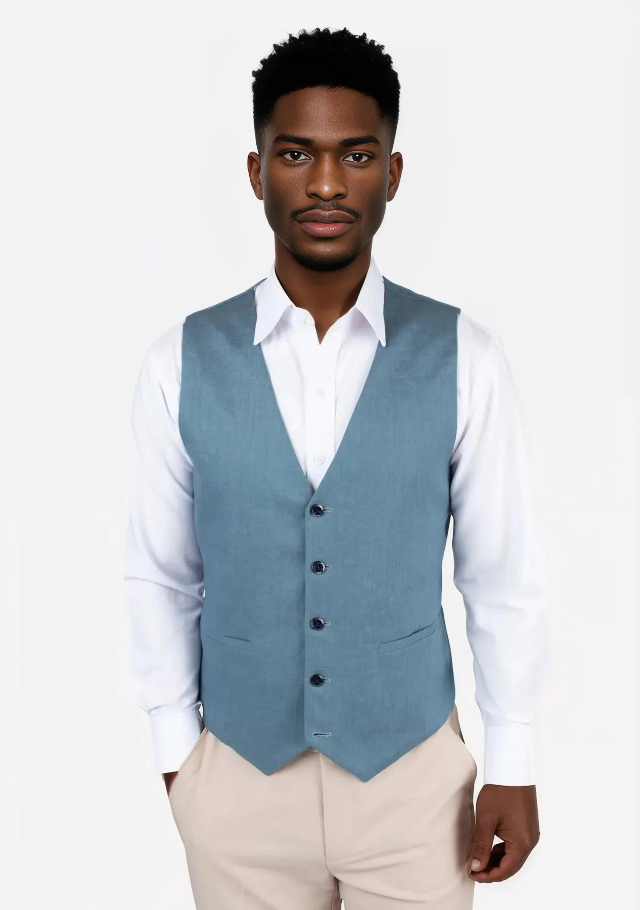 Koi Blue Linen Vest sold by Sartoro product image thumbnail 5