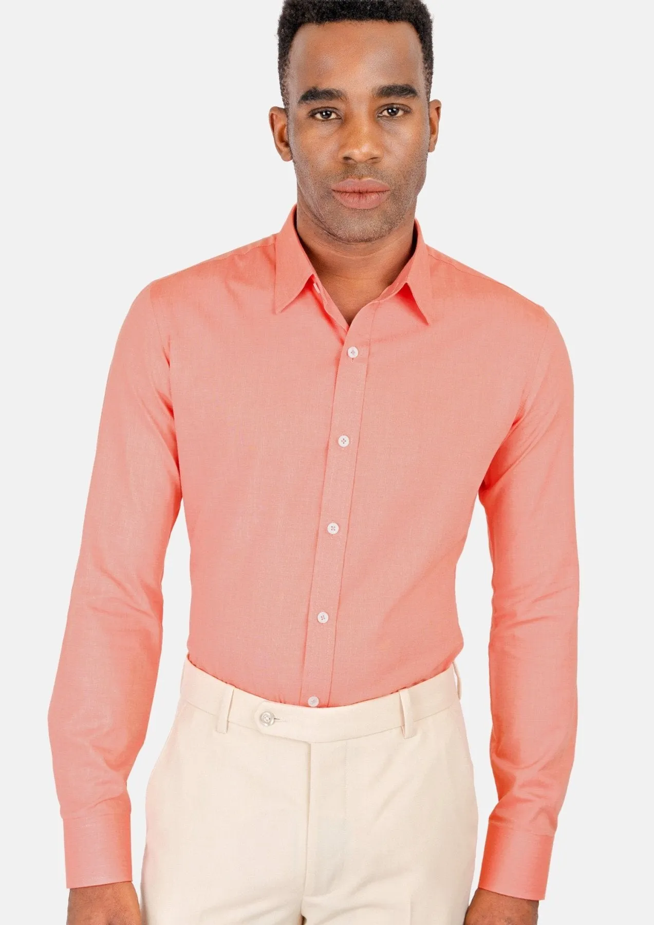 Coral Egyptian Cotton Broadcloth Shirt sold by Sartoro product image thumbnail 2