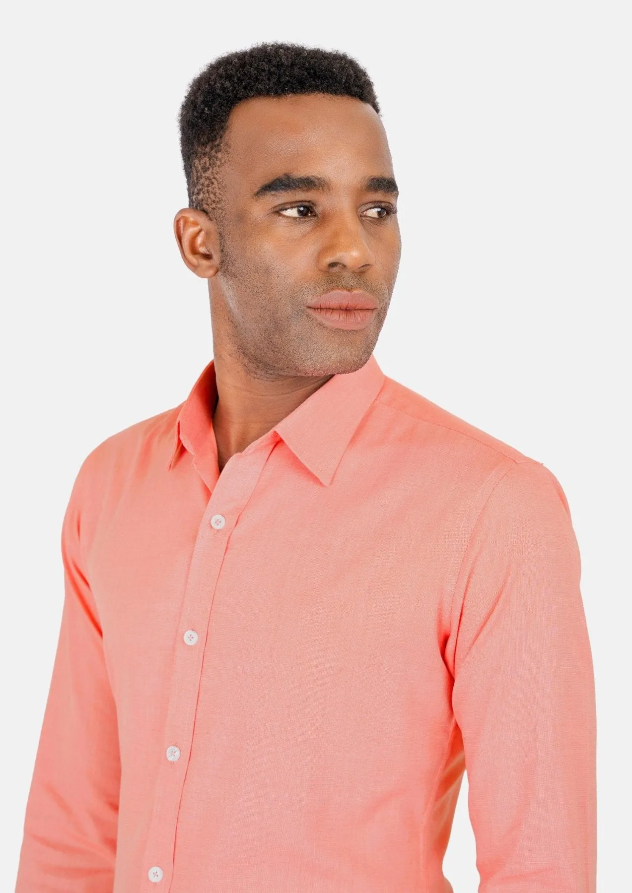 Coral Egyptian Cotton Broadcloth Shirt sold by Sartoro product image thumbnail 3