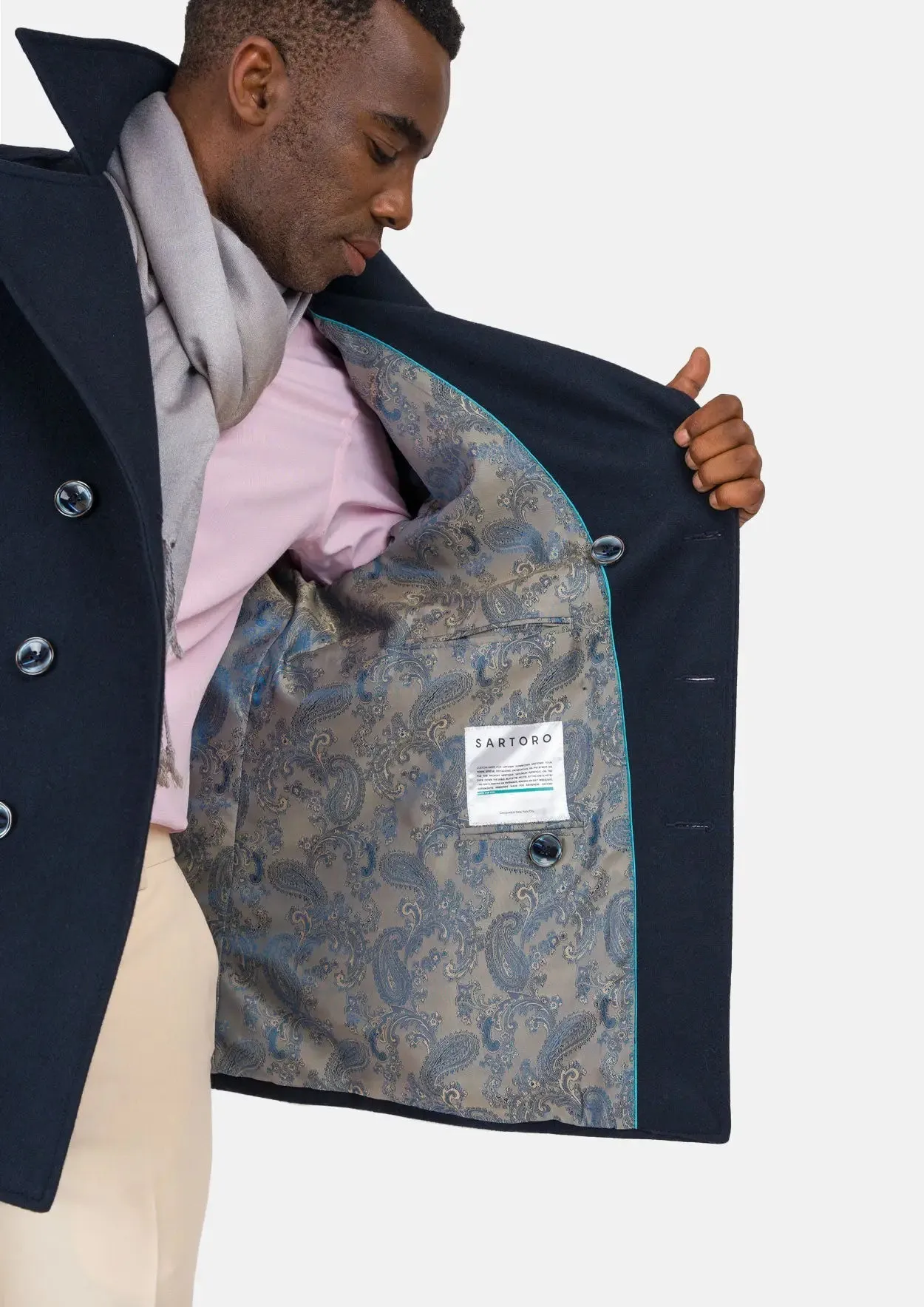 Navy Wool Signature Short Peacoat sold by Sartoro product image thumbnail 4