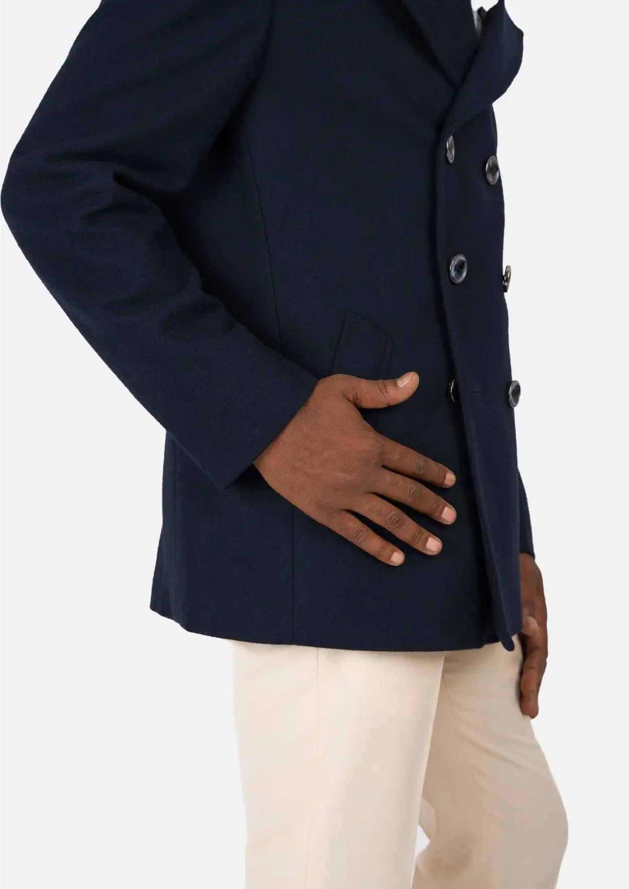 Navy Wool Signature Short Peacoat sold by Sartoro product image thumbnail 5