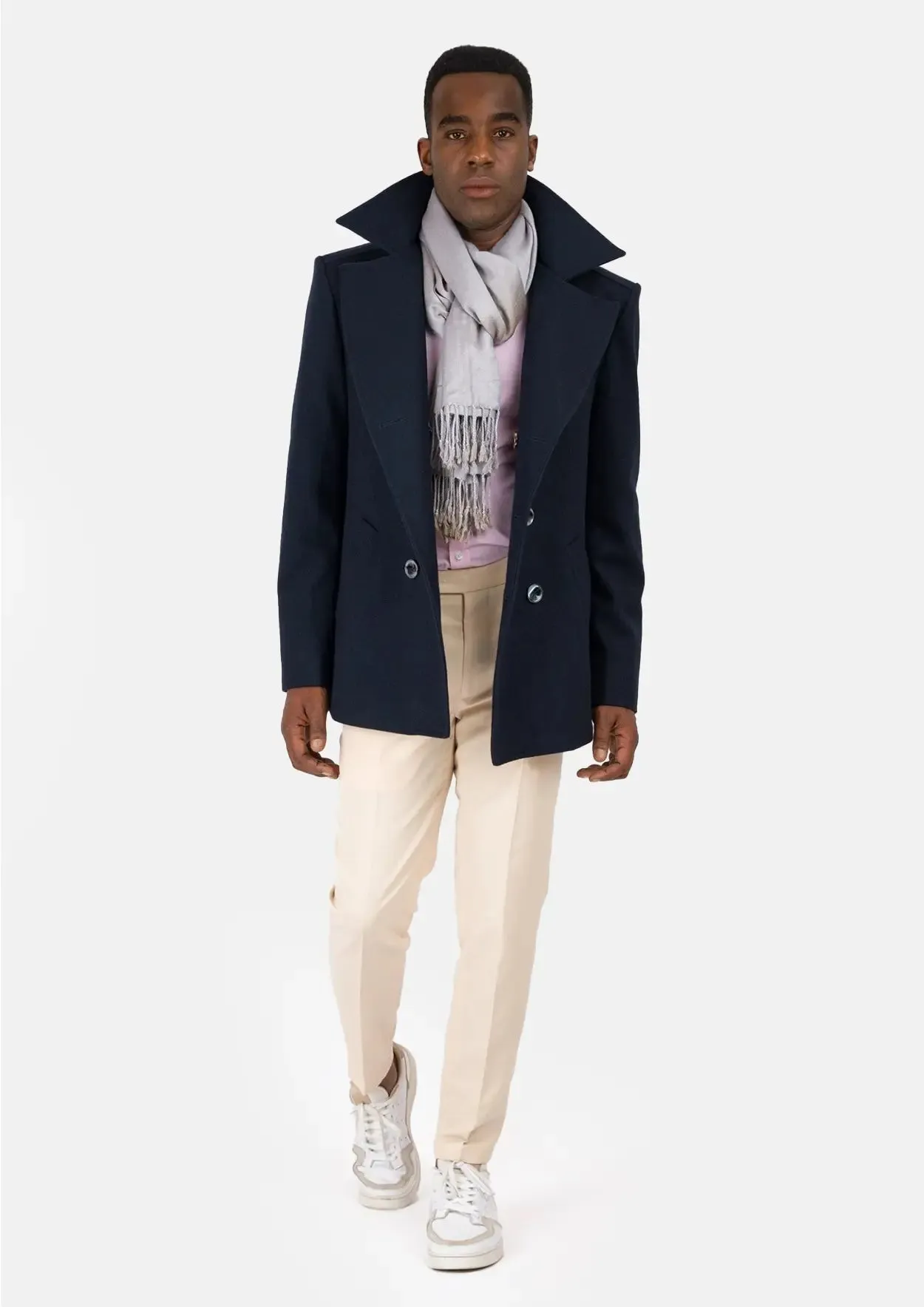 Navy Wool Signature Short Peacoat sold by Sartoro product image thumbnail 3