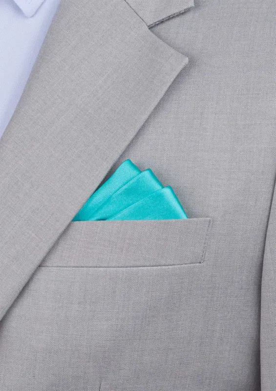 Silk Satin Capri Blue Pocket Square sold by Sartoro