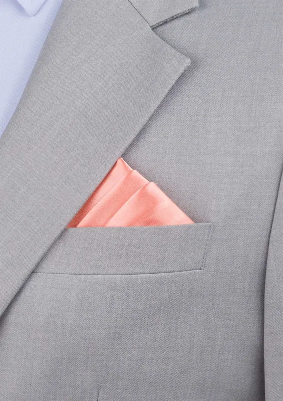 Silk Satin Light Coral Pocket Square sold by Sartoro