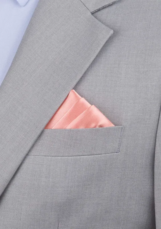 Silk Satin Pink Coral Pocket Square sold by Sartoro