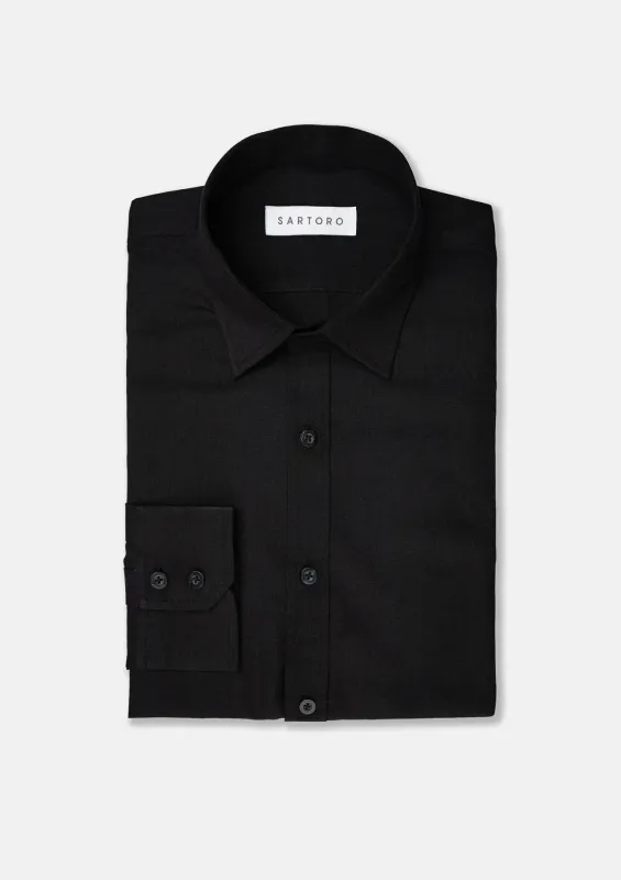 Black Linen Blend Shirt sold by Sartoro