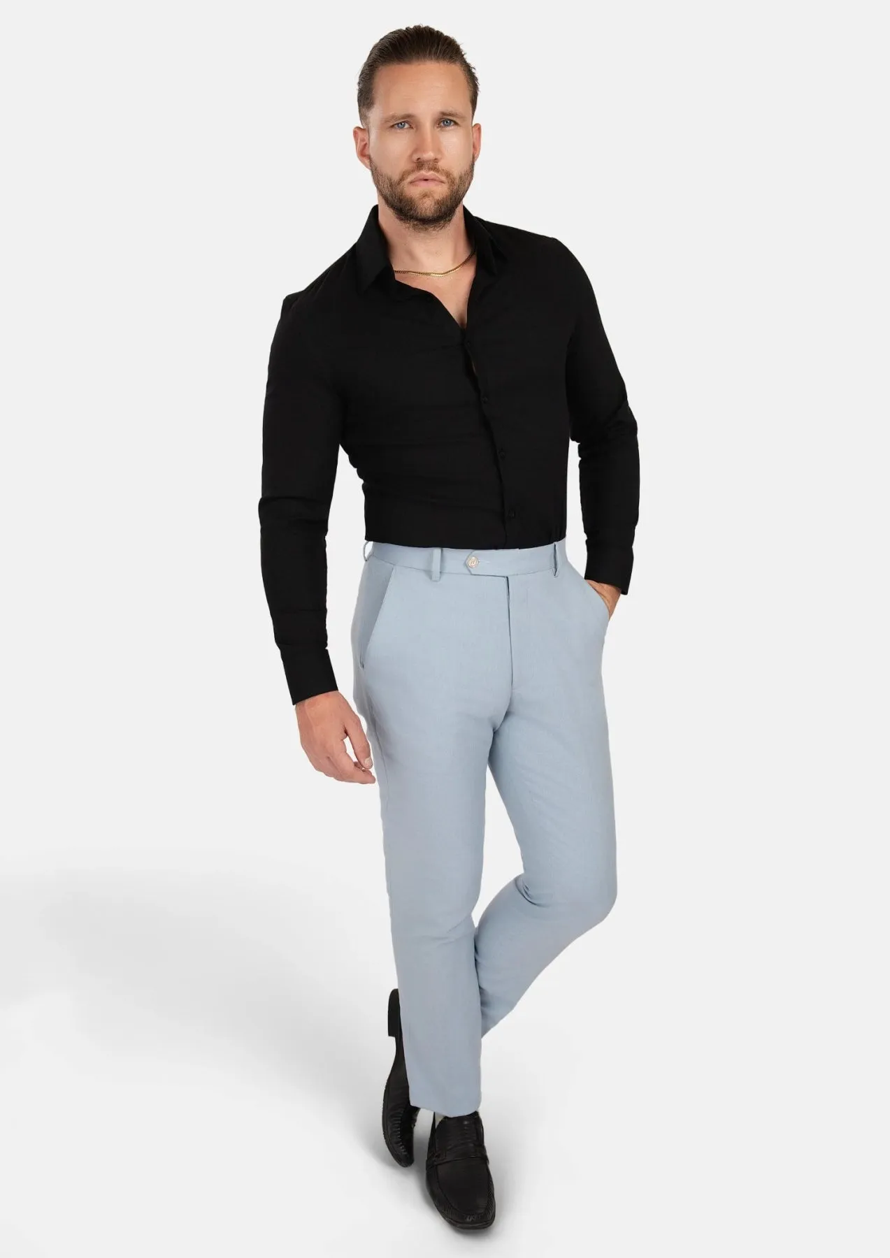 Black Linen Blend Shirt sold by Sartoro product image thumbnail 4