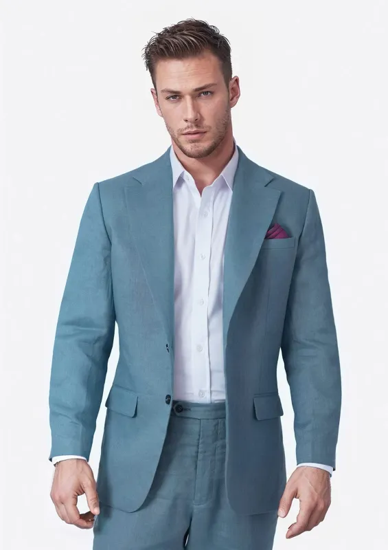 Ellis Koi Blue Linen Suit sold by Sartoro