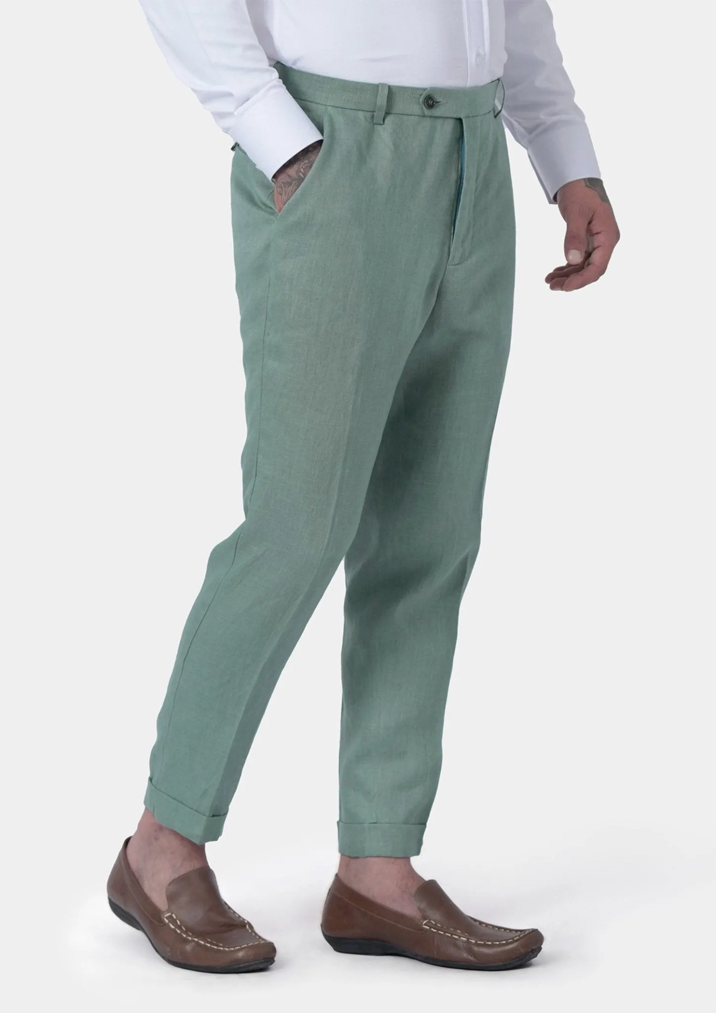 Jade Green Linen Pants sold by Sartoro product image thumbnail 4