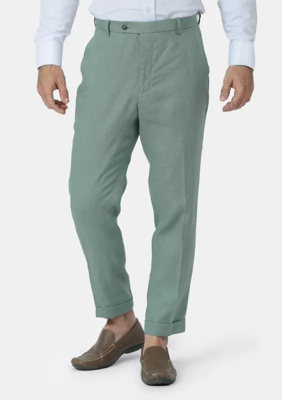 Jade Green Linen Pants sold by Sartoro