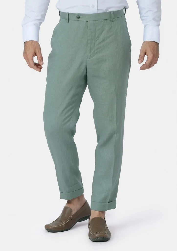 Jade Green Linen Pants sold by Sartoro