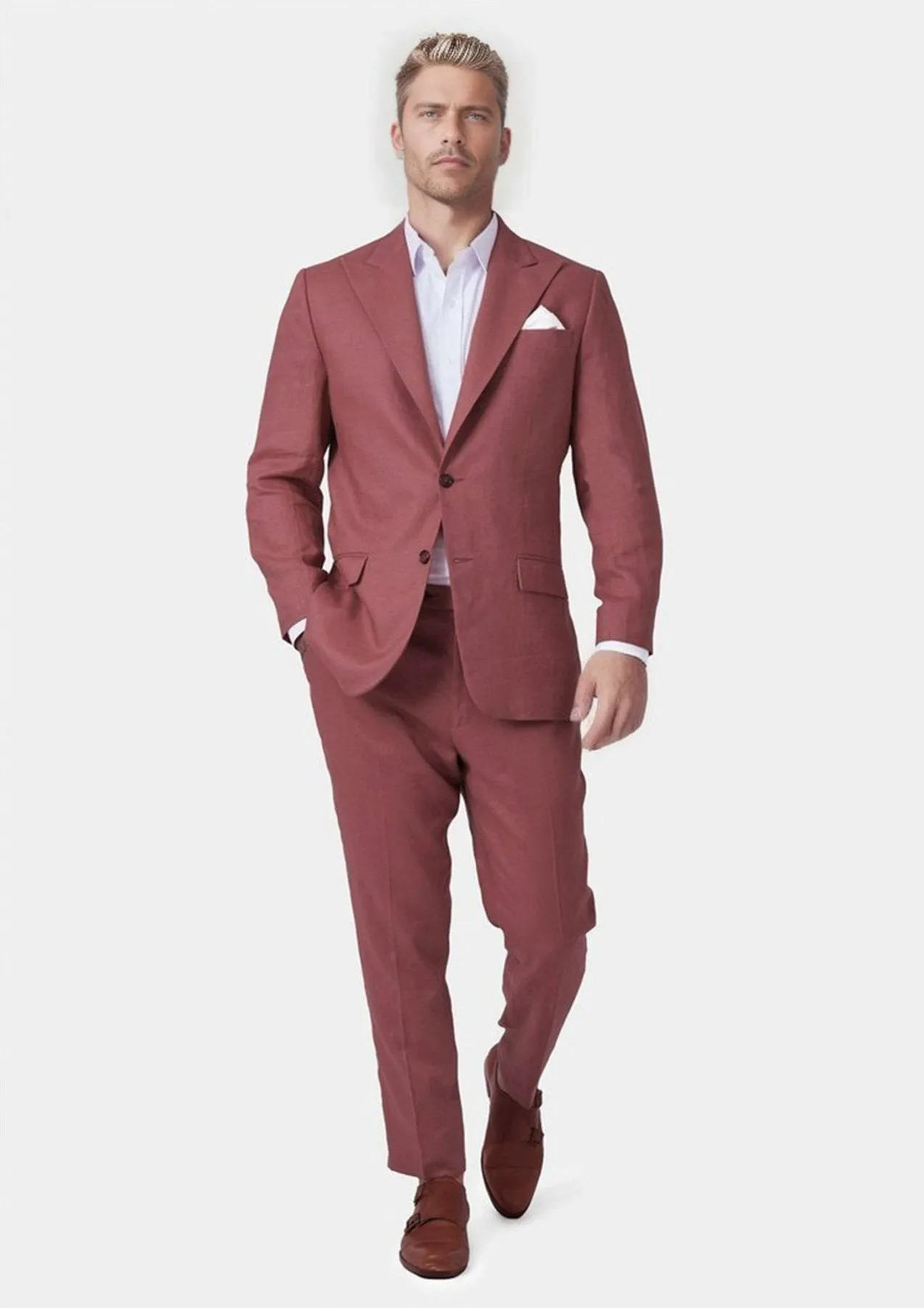Hudson Tuscan Red Linen Suit sold by Sartoro product image thumbnail 3