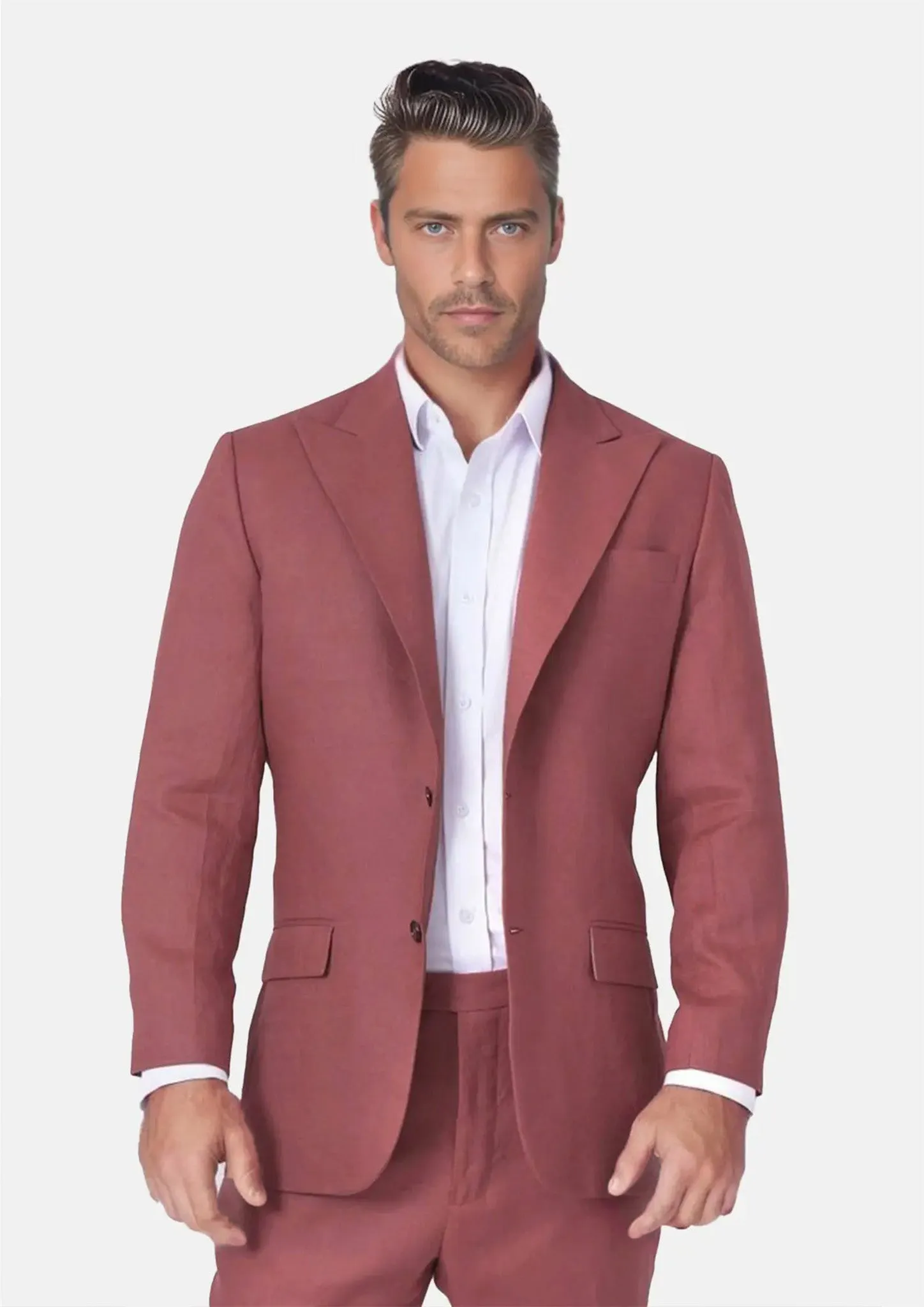 Hudson Tuscan Red Linen Suit sold by Sartoro