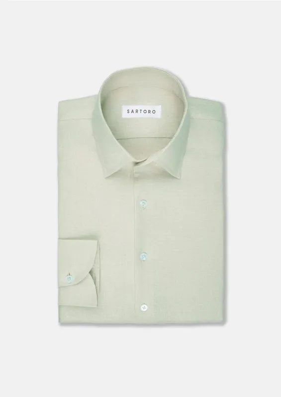 Olive Cream Linen Blend Shirt sold by Sartoro