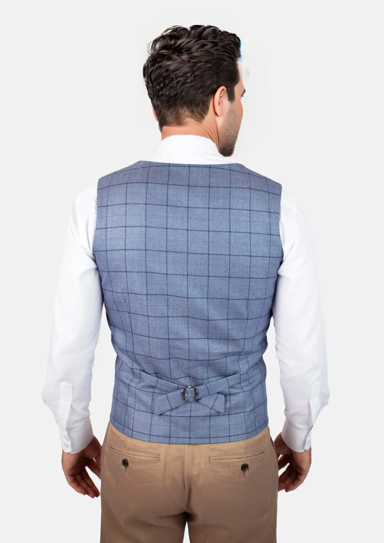 Carolina Blue Windowpane Vest sold by Sartoro product image thumbnail 4