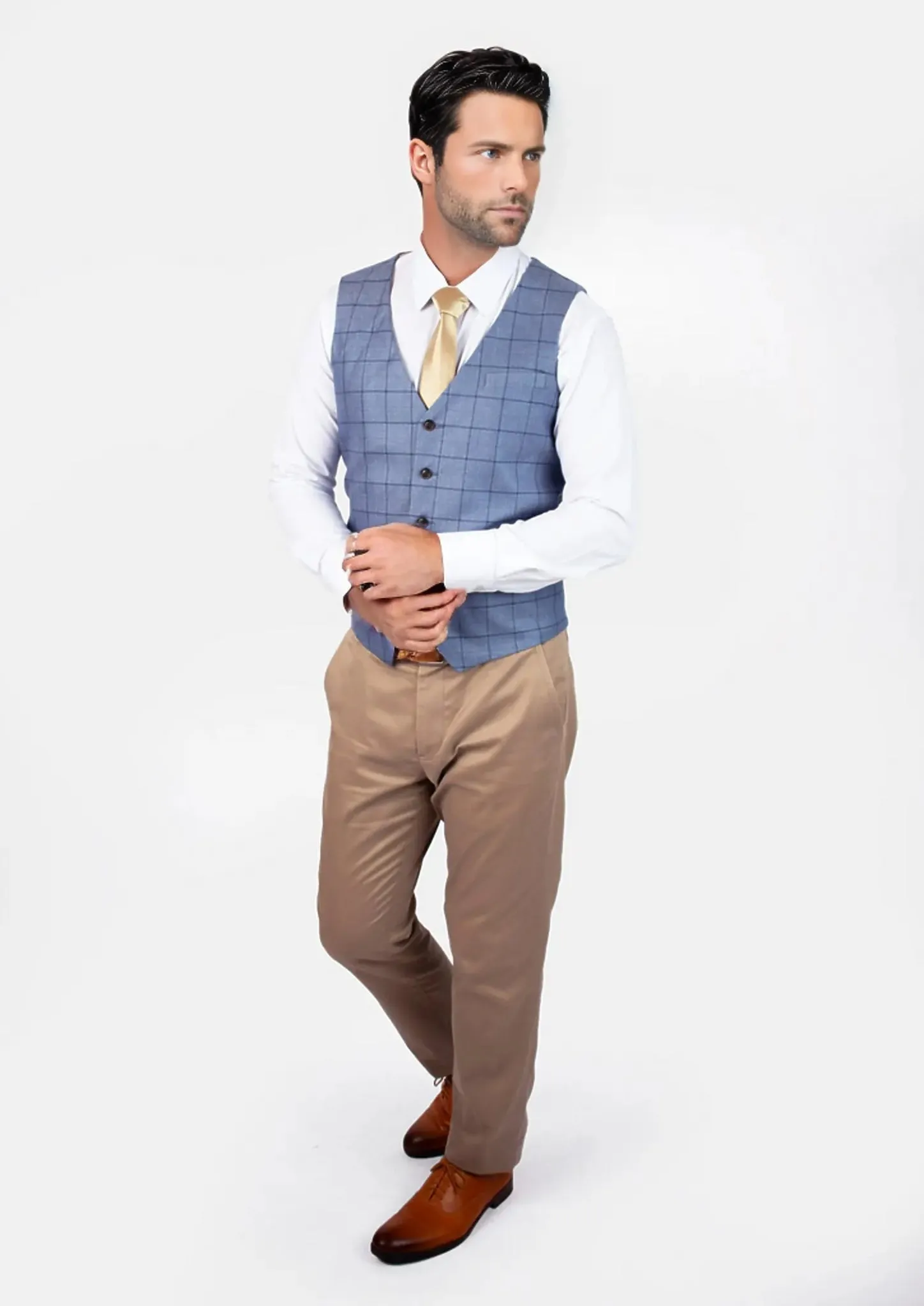 Carolina Blue Windowpane Vest sold by Sartoro product image thumbnail 3