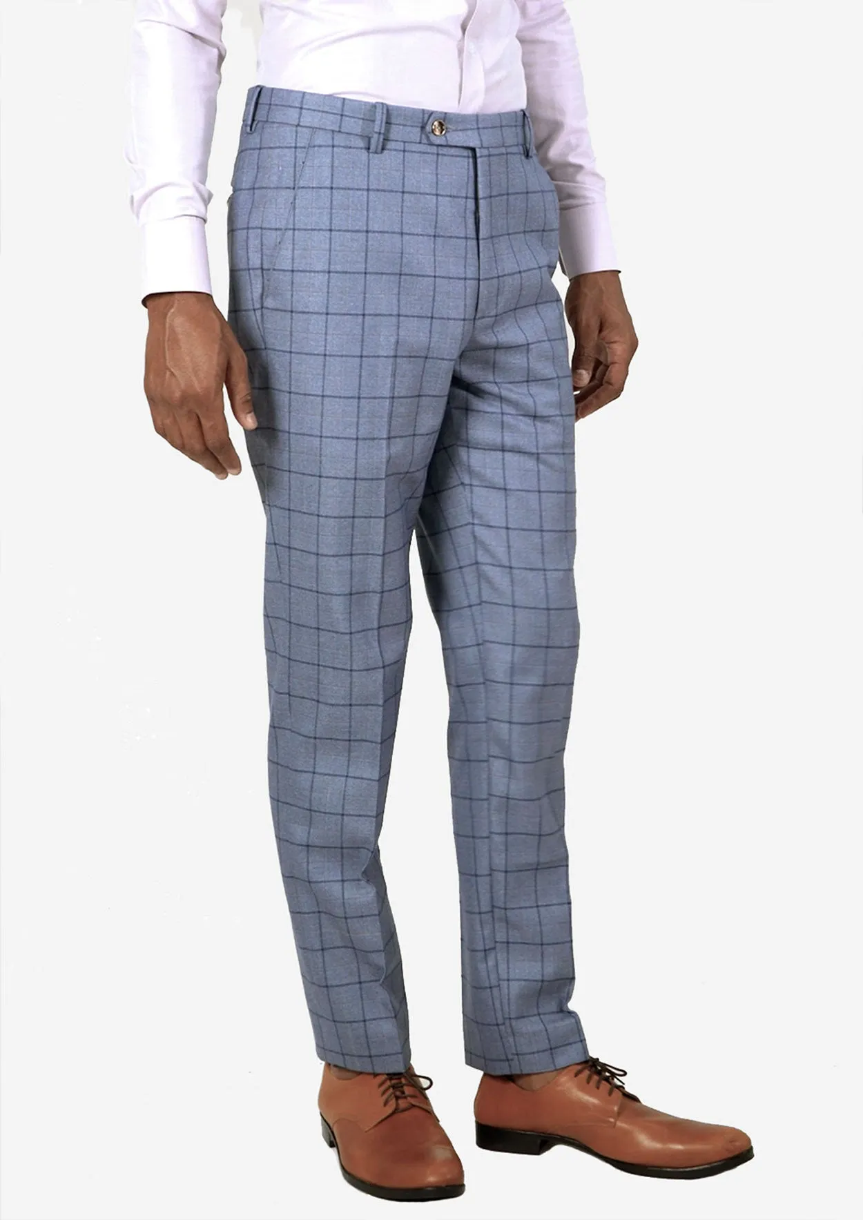 Carolina Blue Windowpane Pants sold by Sartoro product image thumbnail 5