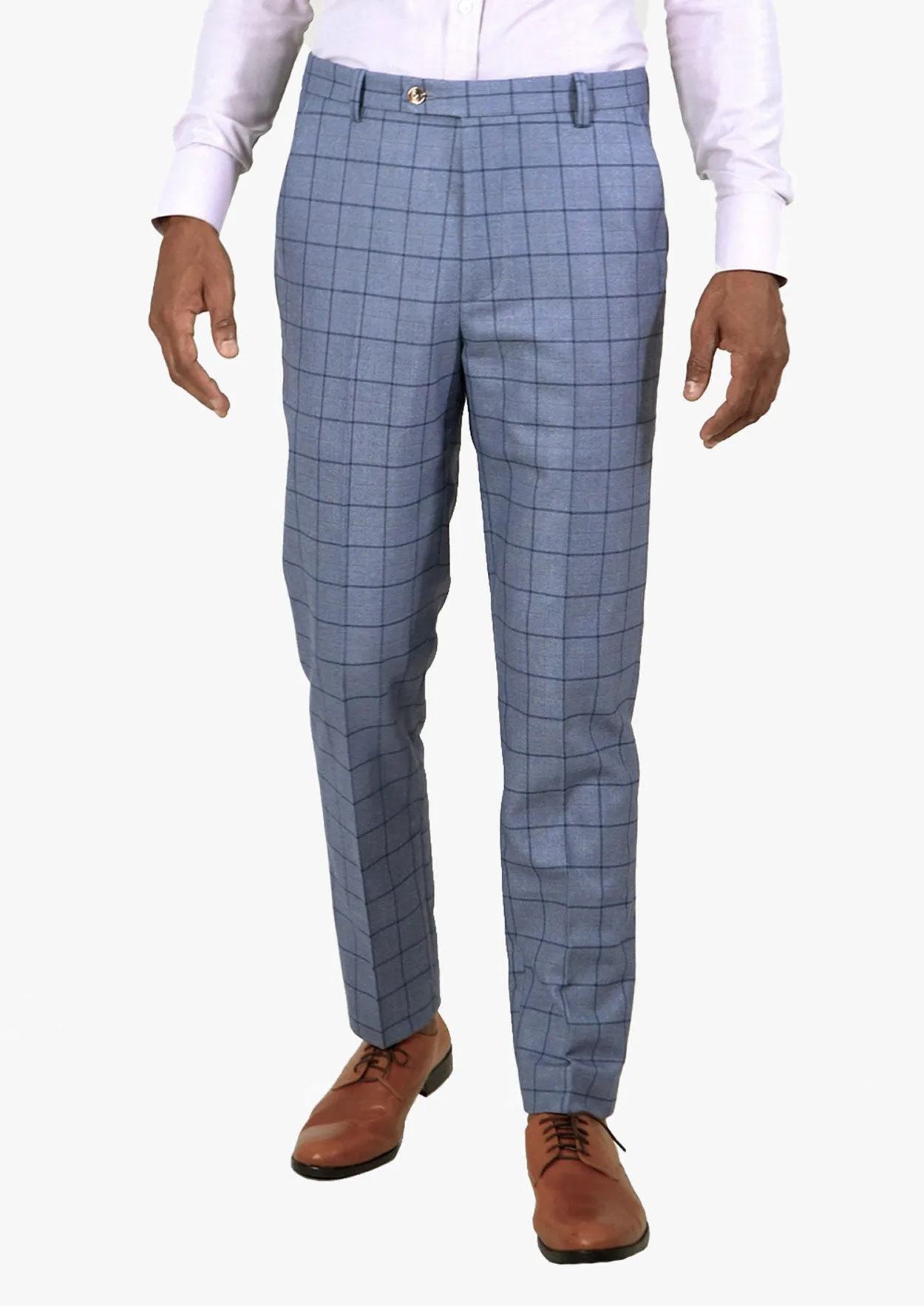 Carolina Blue Windowpane Pants sold by Sartoro
