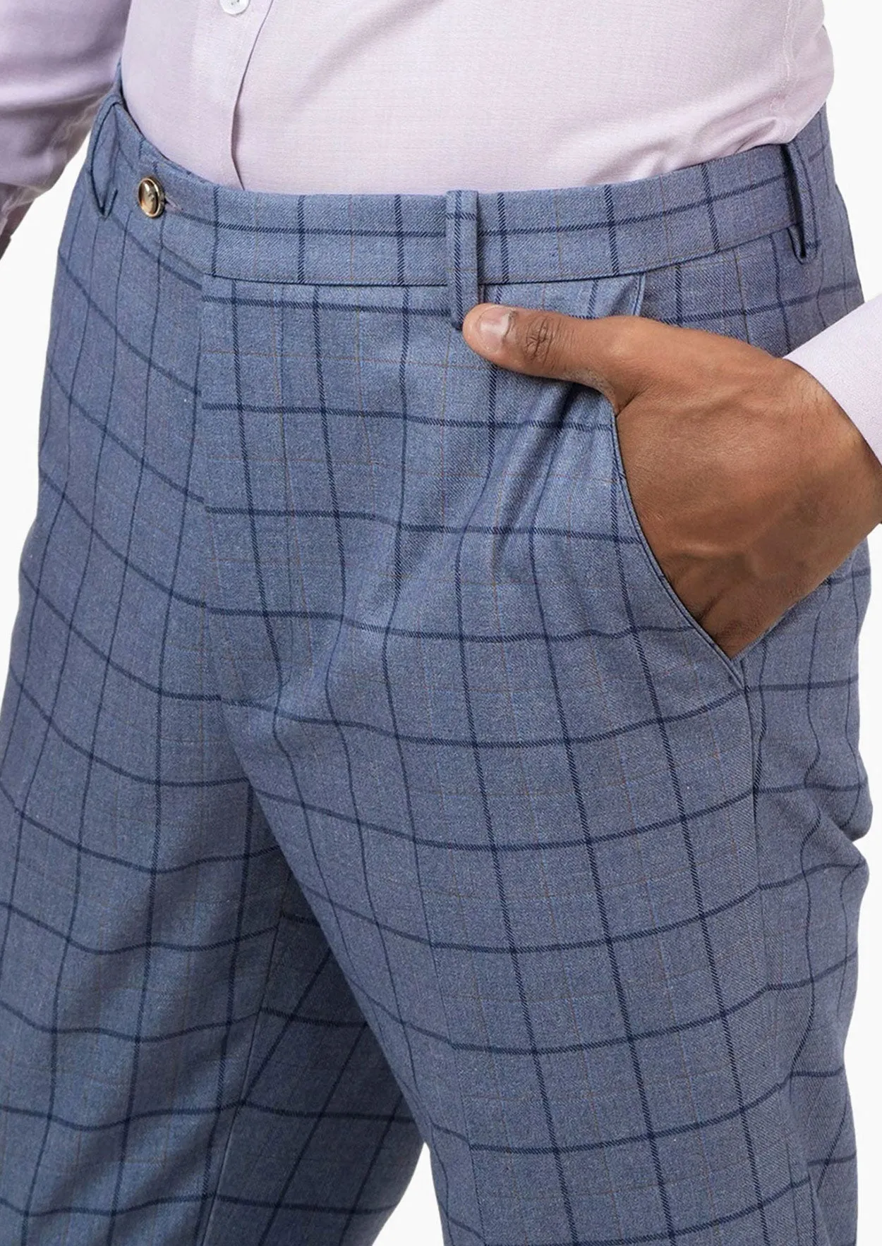 Carolina Blue Windowpane Pants sold by Sartoro product image thumbnail 2