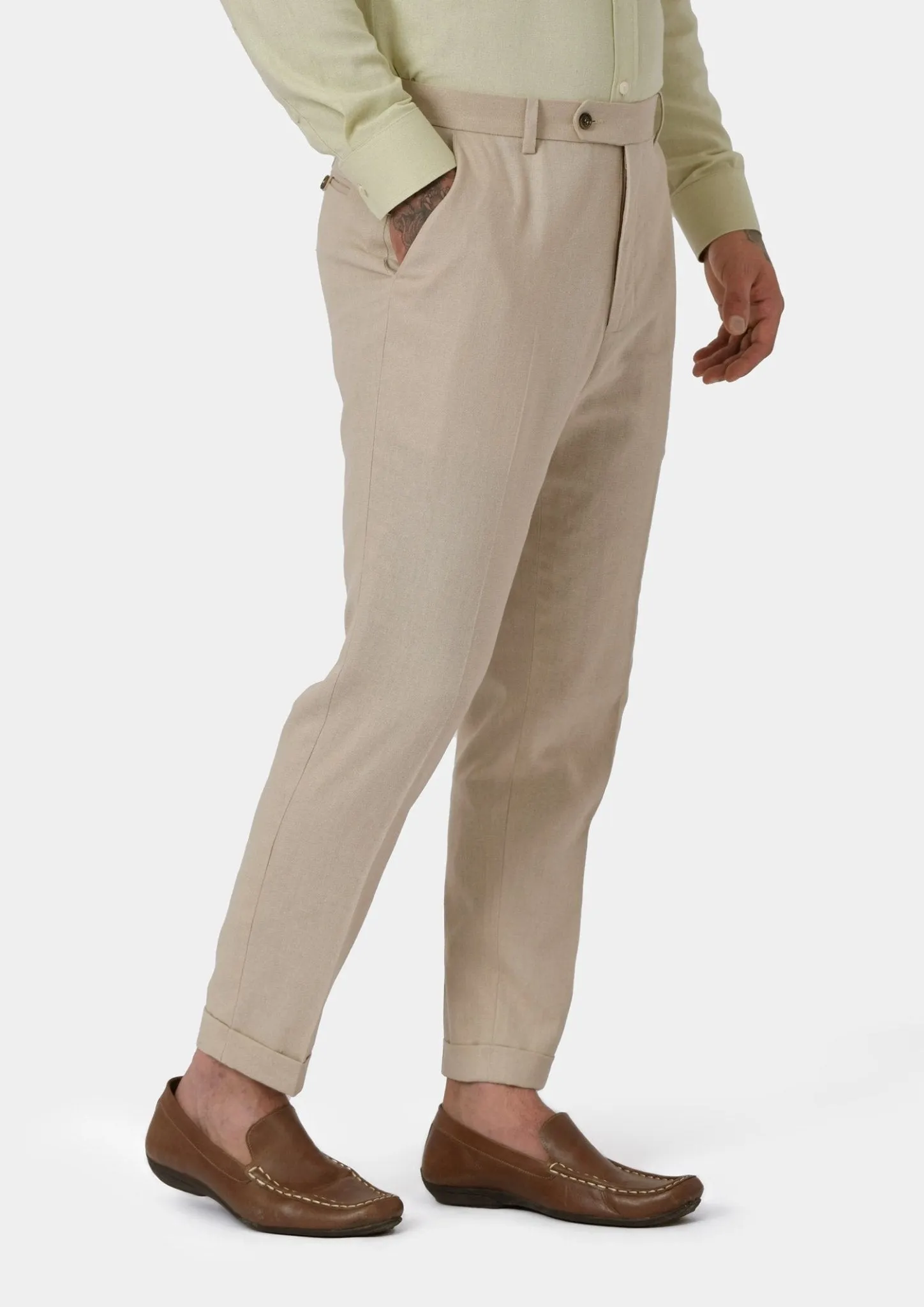 Simply Taupe Linen Blend Pants sold by Sartoro product image thumbnail 4
