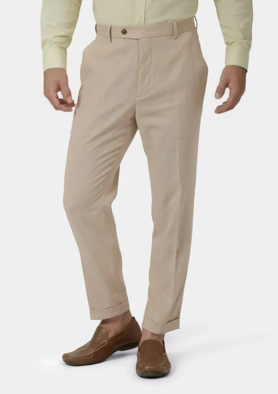 Simply Taupe Linen Blend Pants sold by Sartoro