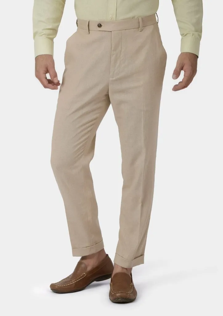 Simply Taupe Linen Blend Pants sold by Sartoro