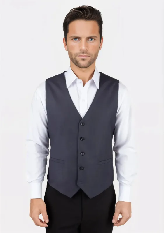 Steel Grey Twill Vest sold by Sartoro