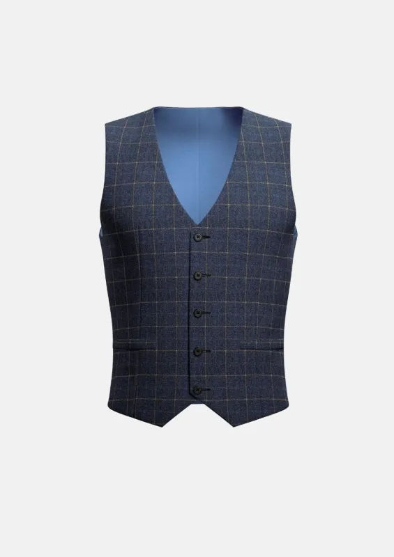Spruce Blue Flannel Windowpane Vest sold by Sartoro