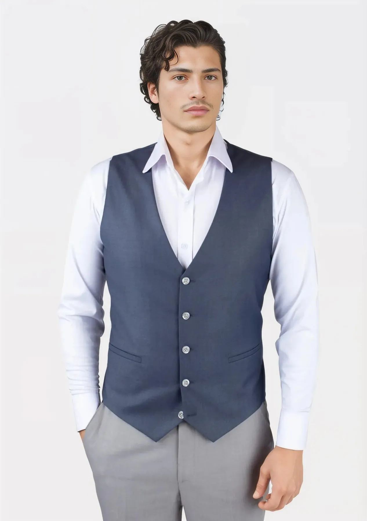 Slate Grey Twill Vest sold by Sartoro product image thumbnail 5